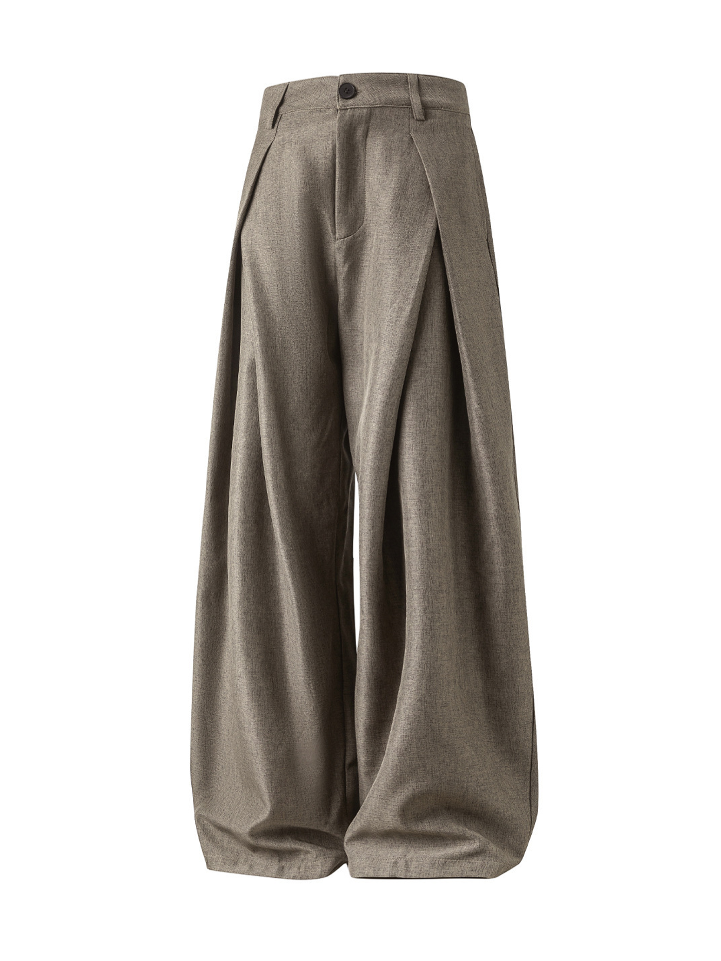 Pleated Design Textured Casual Pants Men's Autumn Style Drape Loose Straight Trousers