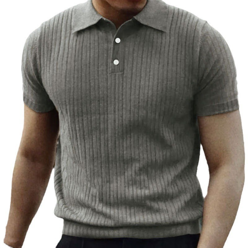 Business Style Short-Sleeved Men's Casual Lapel Slim Polo Shirt