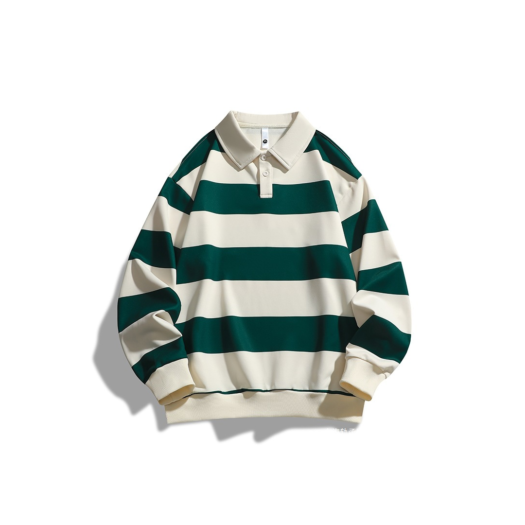 Summer Men's Simple Black And White Striped Long-Sleeved T-Shirt