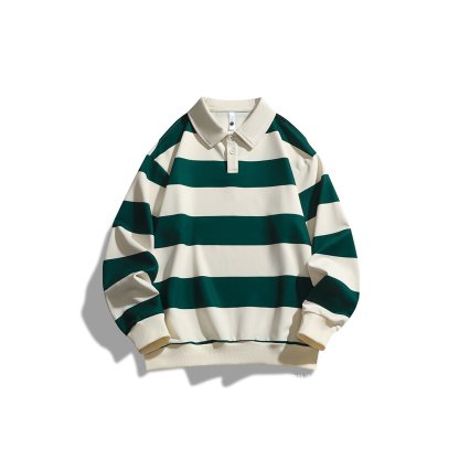 Summer Men's Simple Black And White Striped Long-Sleeved T-Shirt