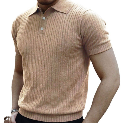 Business Style Short-Sleeved Men's Casual Lapel Slim Polo Shirt