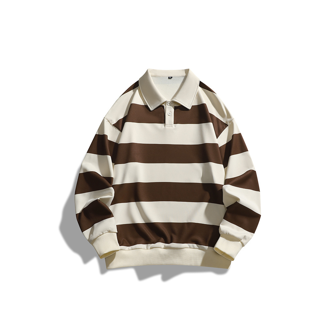 Summer Men's Simple Black And White Striped Long-Sleeved T-Shirt