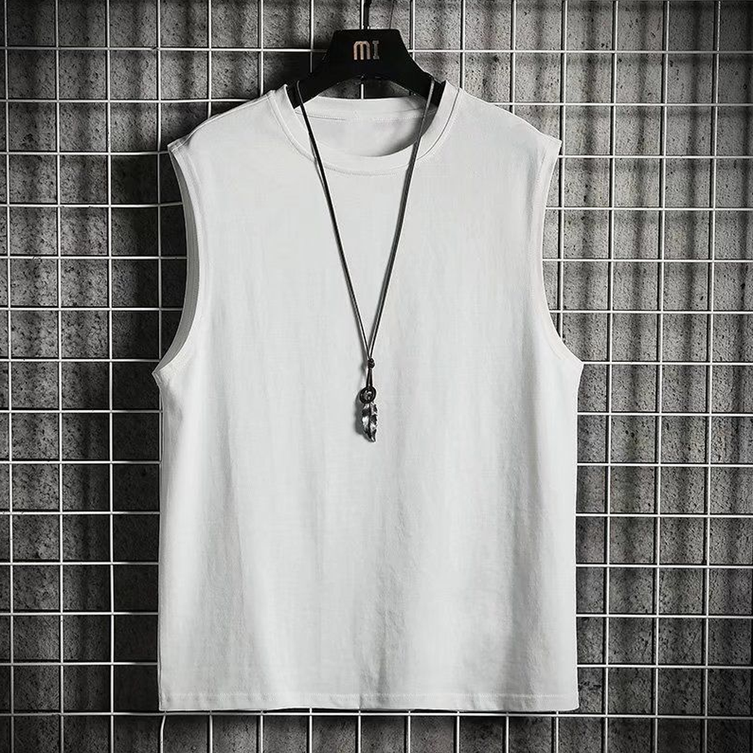 Round Neck Waistcoat Men's Solid Color Vest Summer Sleeveless T-Shirt 