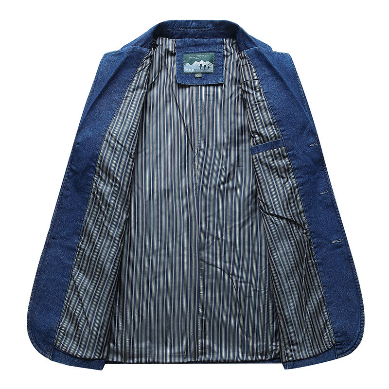  Mens Casual Blazer Denim Jeans Jacket Long Sleeve Slim Fit Suit Coat