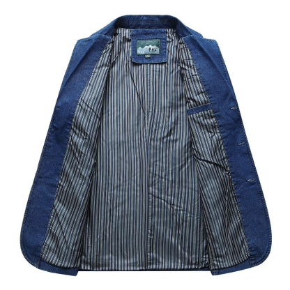  Mens Casual Blazer Denim Jeans Jacket Long Sleeve Slim Fit Suit Coat
