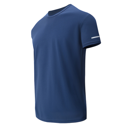 🔥Men's Plain Reflective Design Sports Tee, Breathable Quick Drying Short Sleeve T-shirt