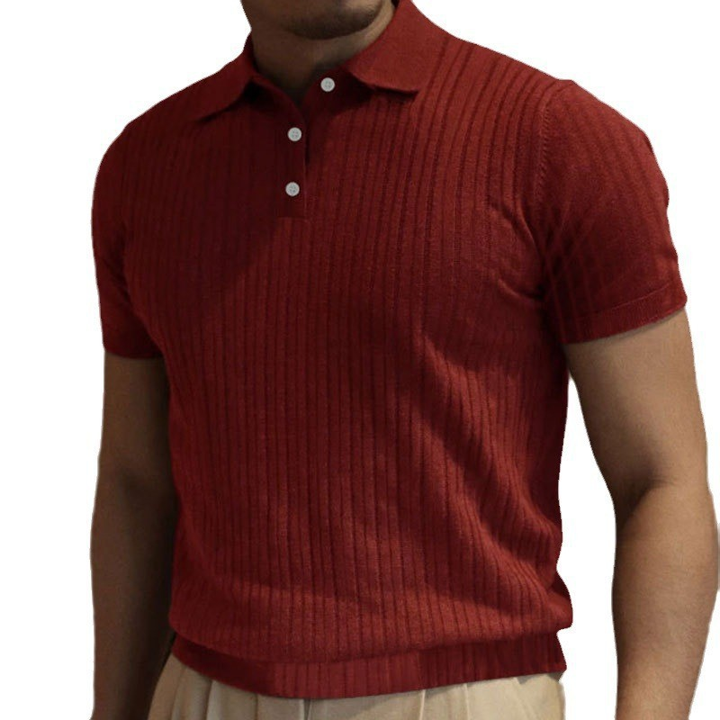 Business Style Short-Sleeved Men's Casual Lapel Slim Polo Shirt