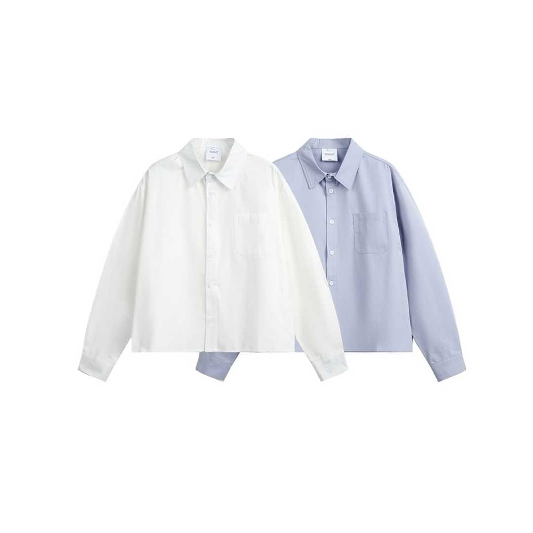 Niche Basic American Retro Pocket Work Shirt Men's Loose Long-Sleeved Short Jacket