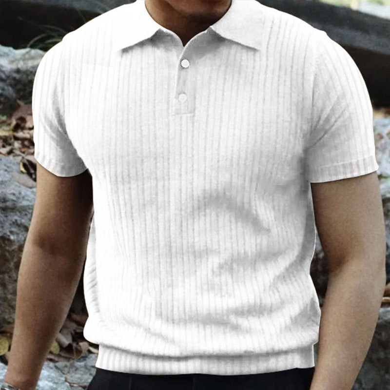 Business Style Short-Sleeved Men's Casual Lapel Slim Polo Shirt