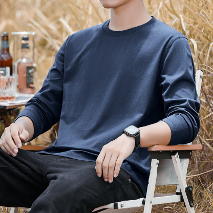 270G Heavyweight Long-Sleeved T-Shirt Men's Spring And Autumn Style Pure Cotton Pullover Bottoming Shirt