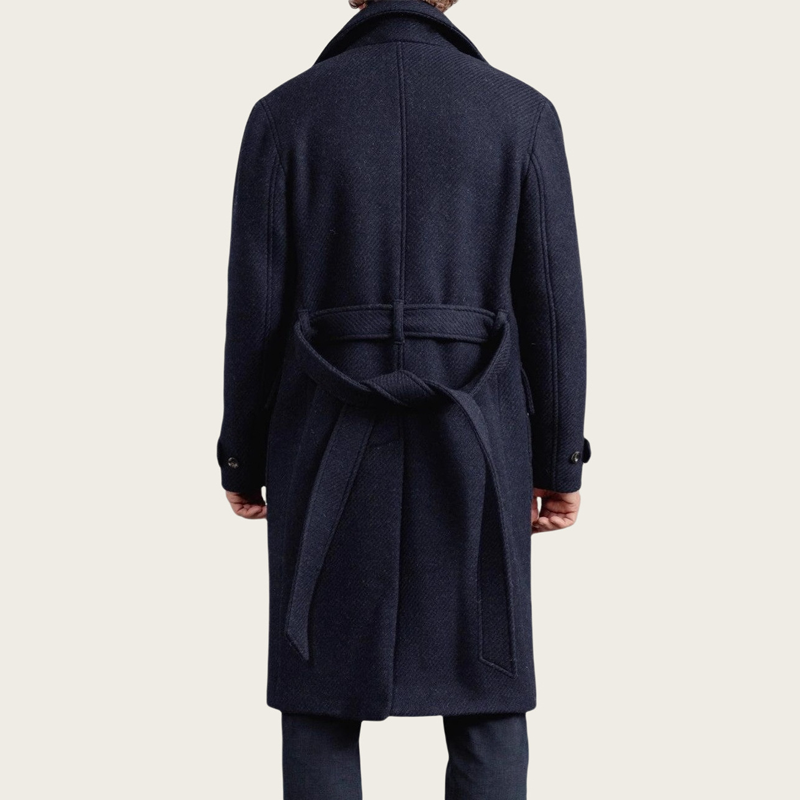 Fall Winter Thick Warm Woolen Coats Men Vintage Lapel Buttoned Belt Tieup Overcoats For Mens 