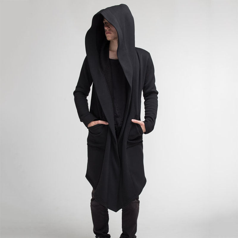 Men Outwear Hooded Coat Long Trench Jacket Warm Casual Cloak Cape