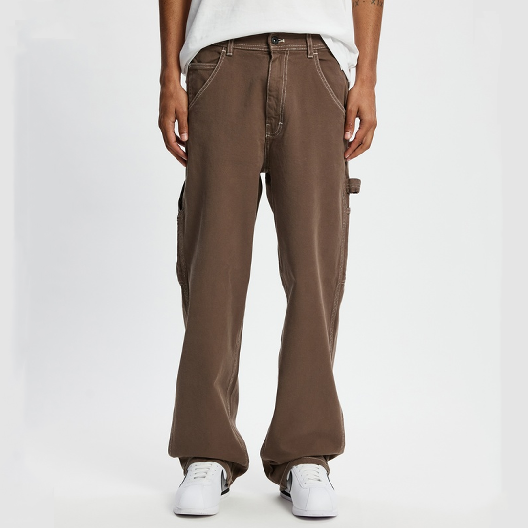 Men's Designer Washed Loose Straight Wide-Leg Jeans