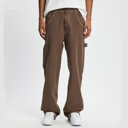 Men's Designer Washed Loose Straight Wide-Leg Jeans