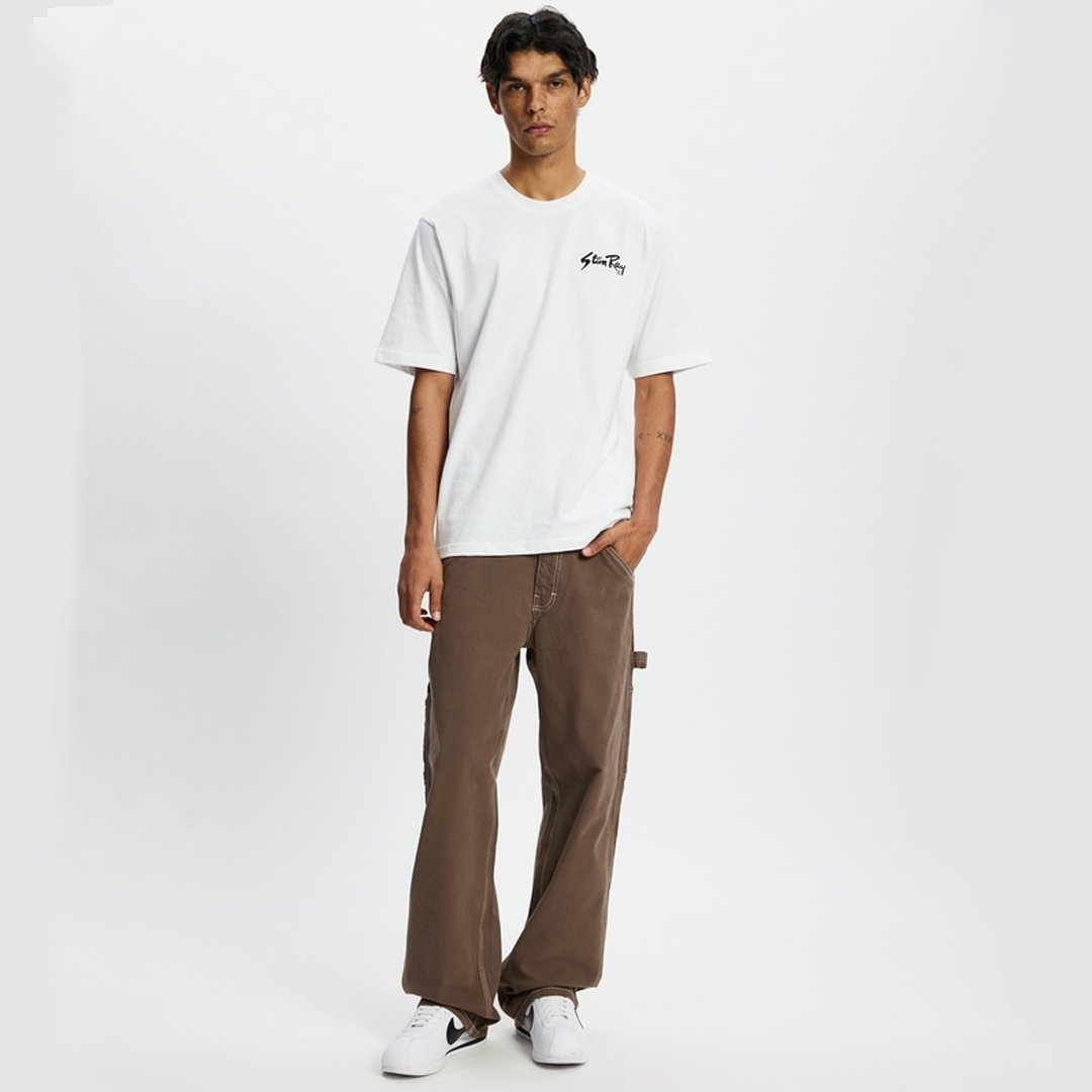 Men's Designer Washed Loose Straight Wide-Leg Jeans