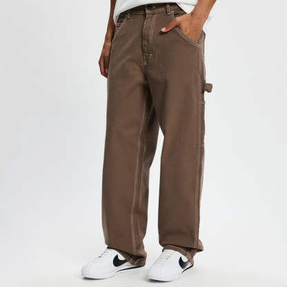 Men's Designer Washed Loose Straight Wide-Leg Jeans