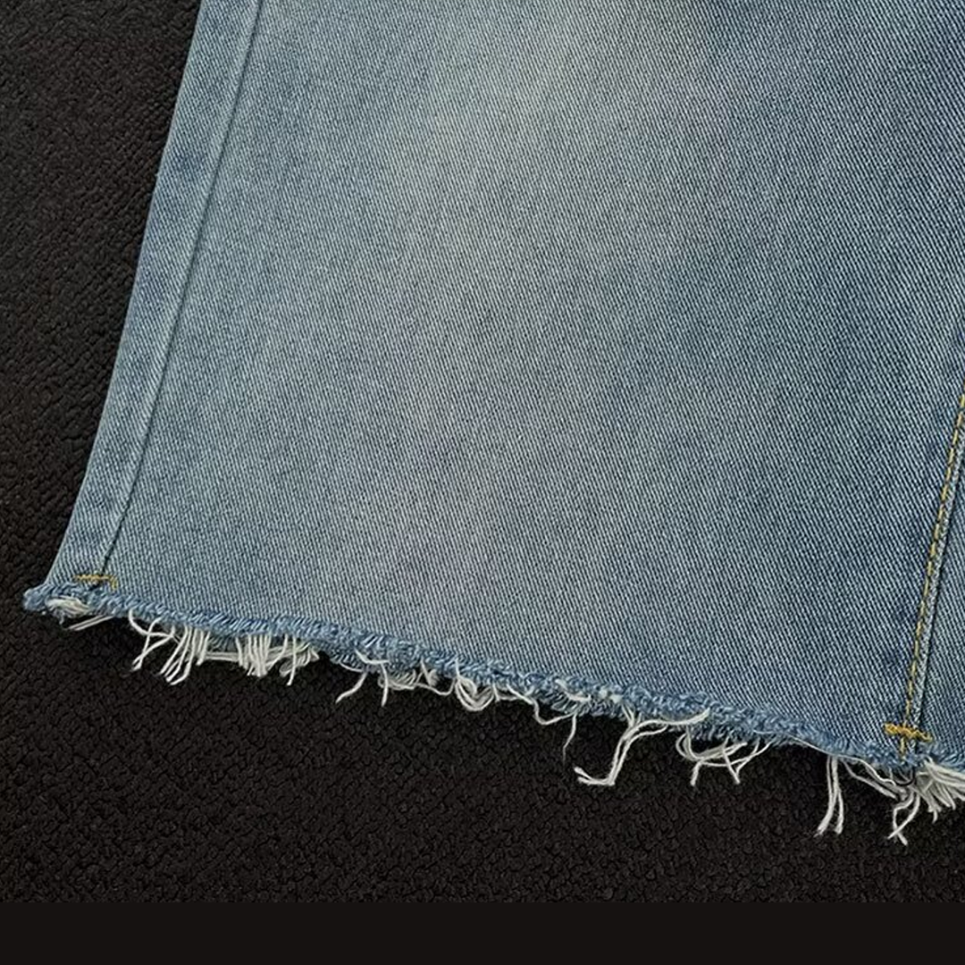 Men's American Retro Washed Distressed Raw Edge Ripped Jeans Shorts