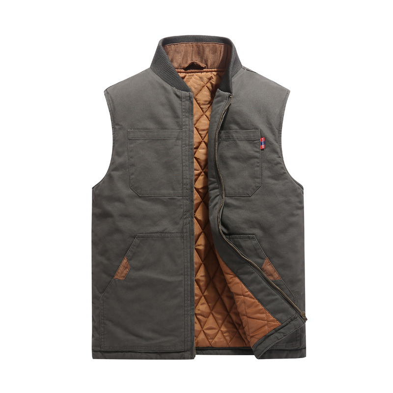 Men's Pure Cotton Thick Vest, Loose Oversized Camisole, Casual Multi Bag Vest, Baseball Jacket, Warm Cotton Vest