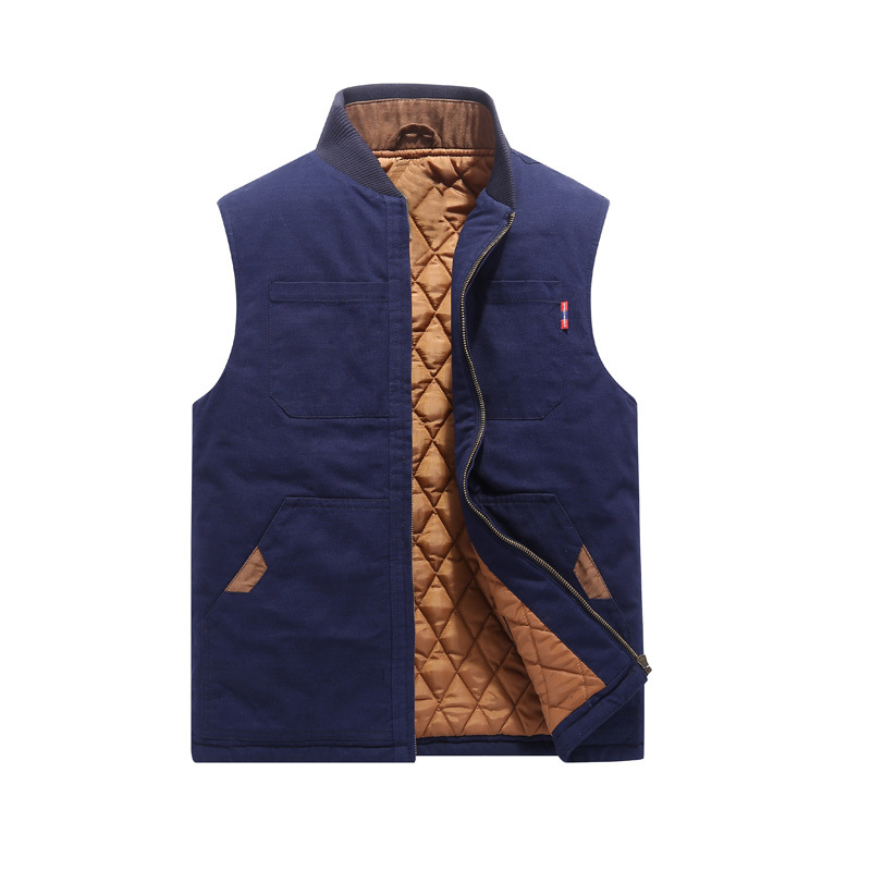 Men's Pure Cotton Thick Vest, Loose Oversized Camisole, Casual Multi Bag Vest, Baseball Jacket, Warm Cotton Vest