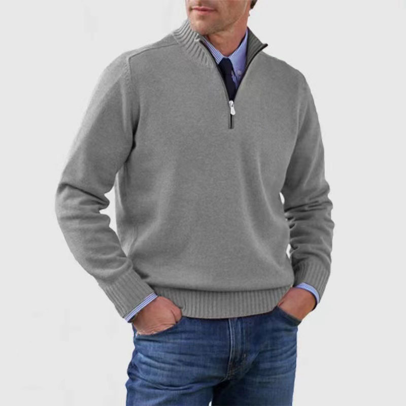 Men's Zip-Up Knit Sweater, Stand Collar Lightweight Cardigan, Men's Lightweight Knit Jacket, Versatile Pullover Sweater for Layering