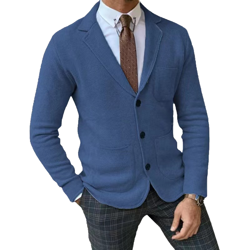 Men's Elegant Lapel Long Sleeve Knit Jacket