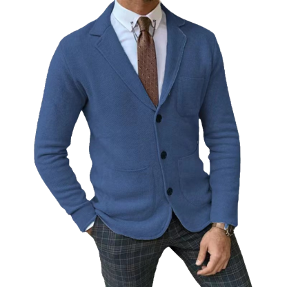 Men's Elegant Lapel Long Sleeve Knit Jacket