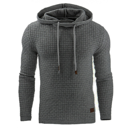 Men's Solid Color Warm Hoodie Long Sleeved Hooded Sweatshirt
