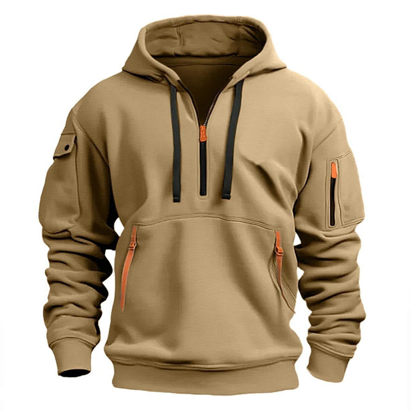Men's Sport Style Sweatshirt Hoodie Zipper Multi-Pocket Pullover