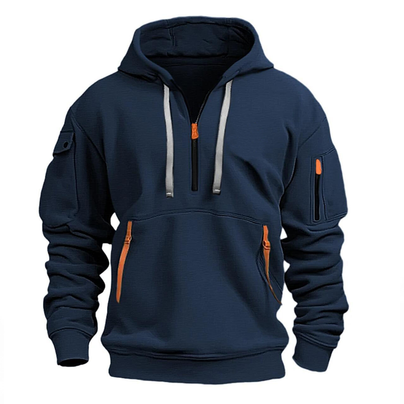 Men's Sport Style Sweatshirt Hoodie Zipper Multi-Pocket Pullover