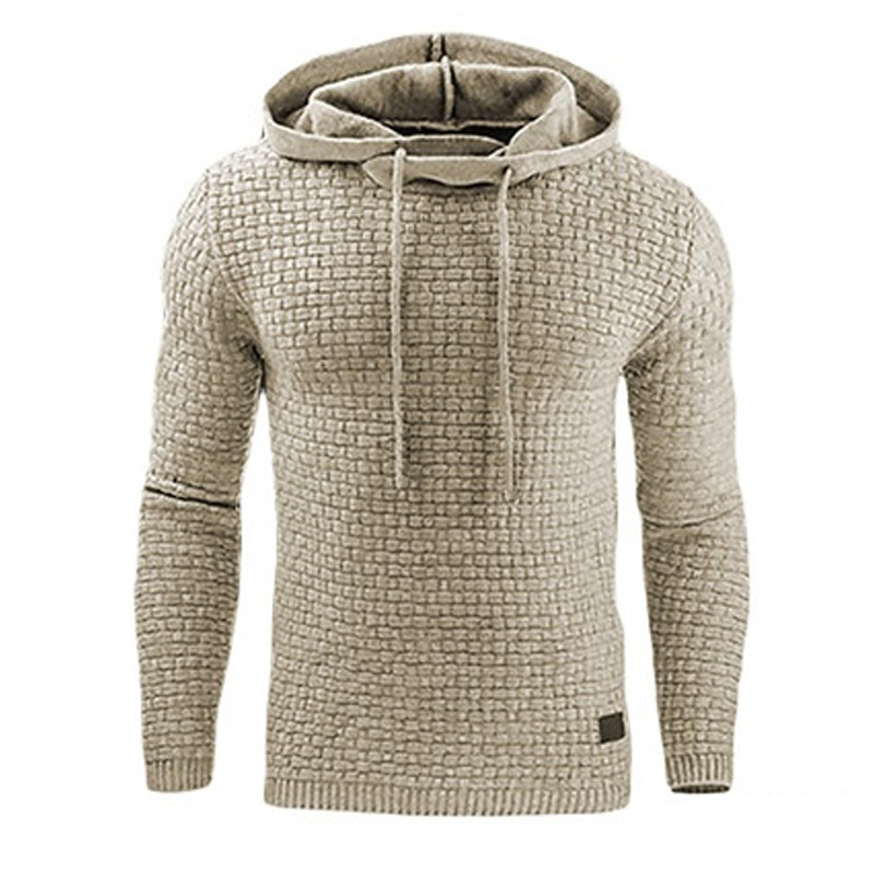 Men's Solid Color Warm Hoodie Long Sleeved Hooded Sweatshirt