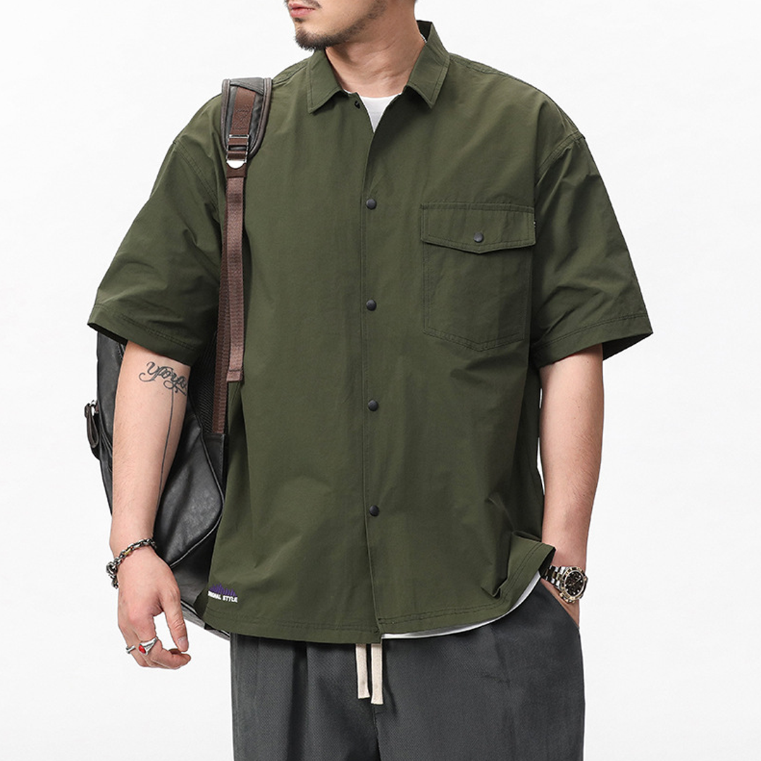 Men's Summer Short-Sleeved Shirt Jacket Light Mature Style Work Jacket