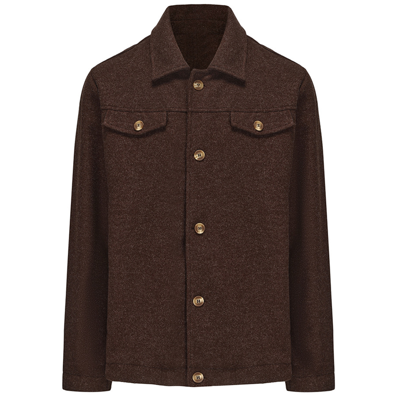 Trendy And Fashionable Woolen Jacket With Single Breasted Solid Color Jacket