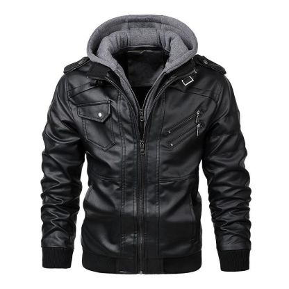 Leather Jacket Men's Slim Fit Zipper Jacket