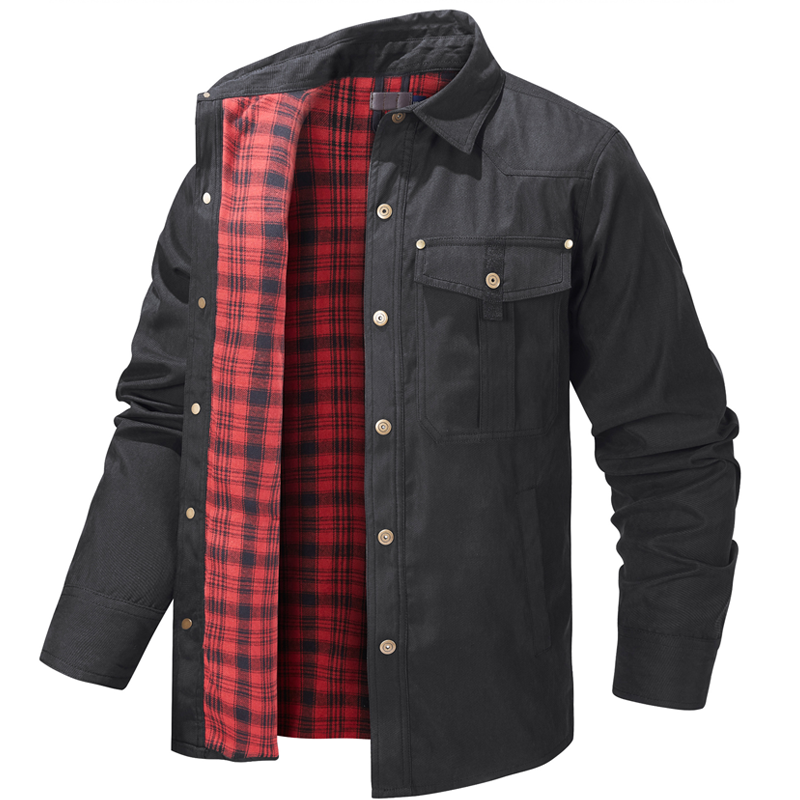 Stand-Up Collar Checked Casual Jacket - Vintage Western Style Jacket