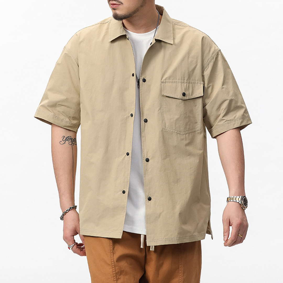 Men's Summer Short-Sleeved Shirt Jacket Light Mature Style Work Jacket