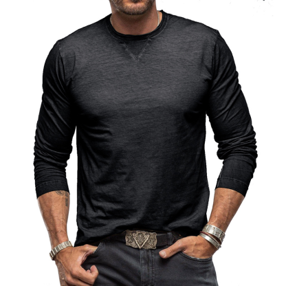 Men's long-sleeved round neck T-shirt men's cotton bottoming shirt casual all-match top