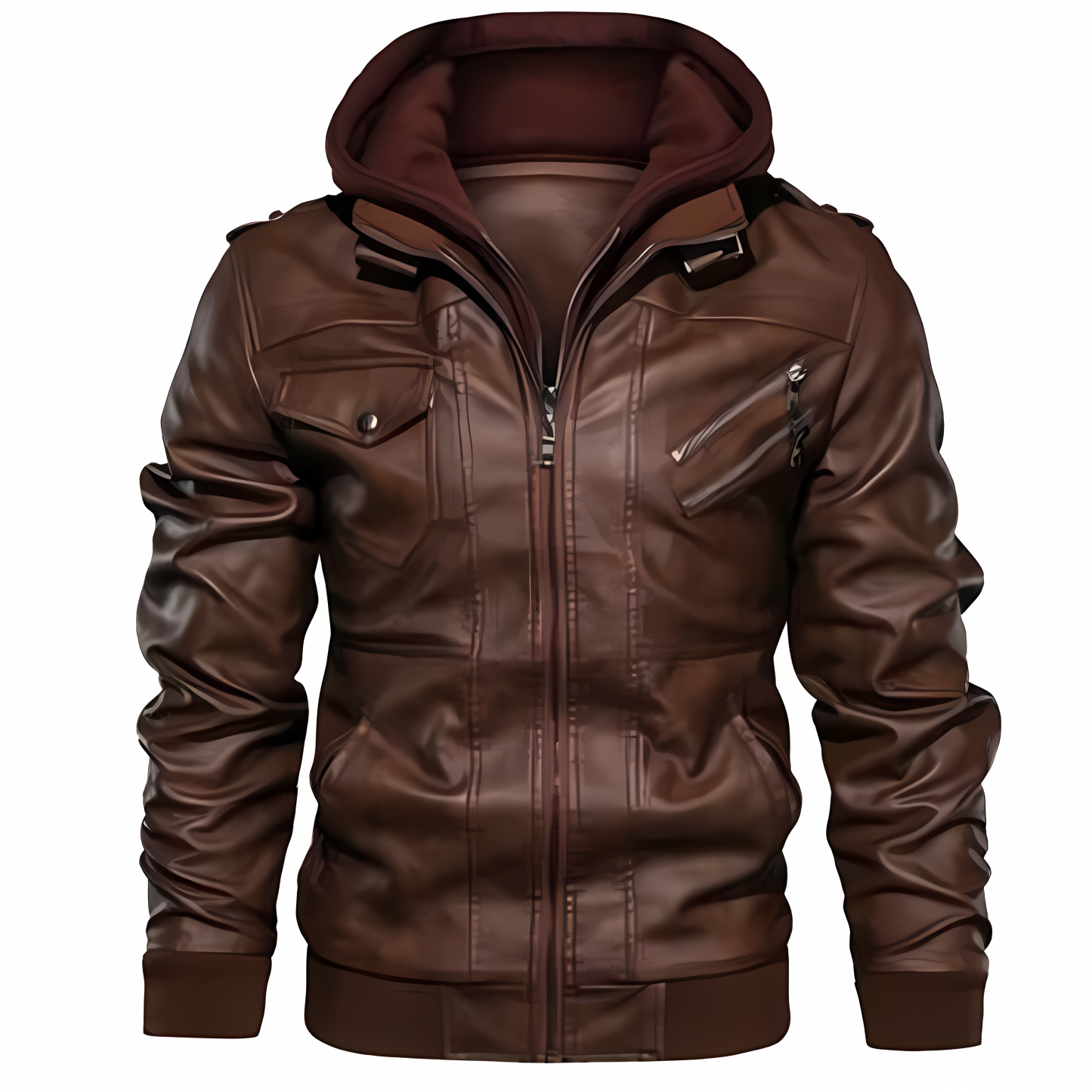 Leather Jacket Men's Slim Fit Zipper Jacket