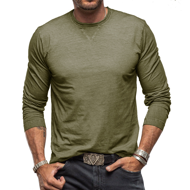 Men's long-sleeved round neck T-shirt men's cotton bottoming shirt cas
