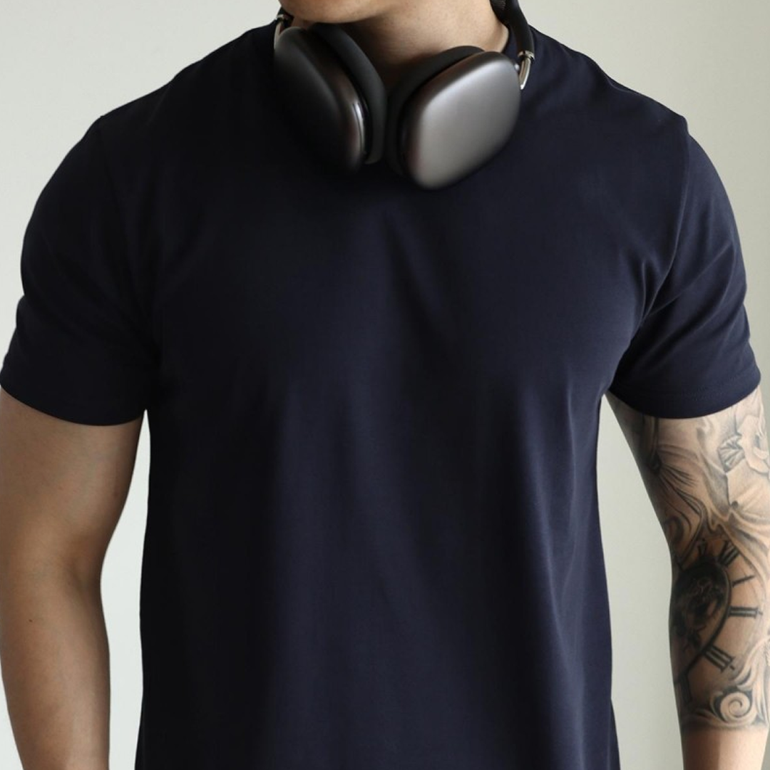 Simple Round Neck Pure Cotton Solid Color Casual Versatile Atmosphere Short-Sleeved T-Shirt For Men
