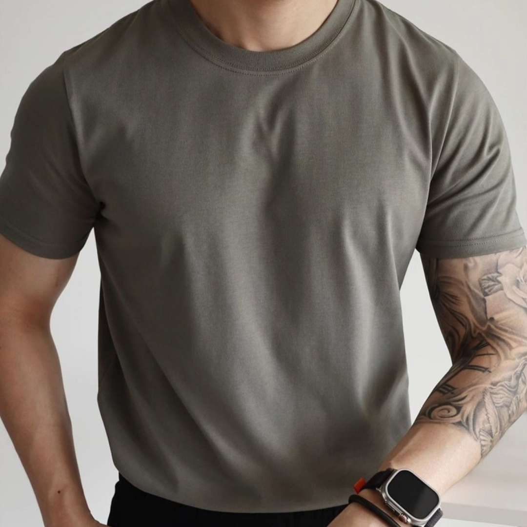 Simple Round Neck Pure Cotton Solid Color Casual Versatile Atmosphere 