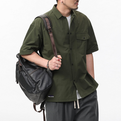 Men's Summer Short-Sleeved Shirt Jacket Light Mature Style Work Jacket