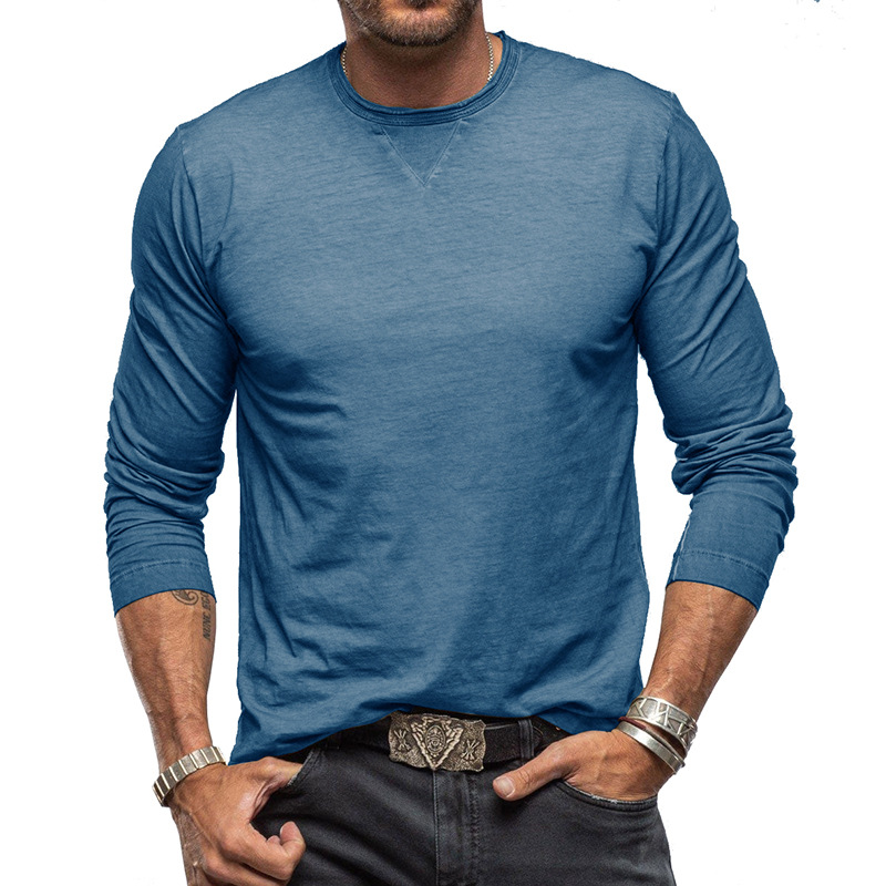 Men's long-sleeved round neck T-shirt men's cotton bottoming shirt casual all-match top