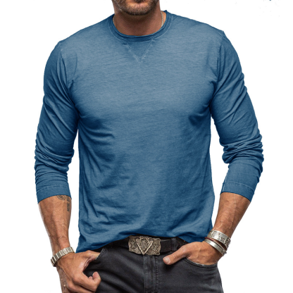Men's long-sleeved round neck T-shirt men's cotton bottoming shirt casual all-match top