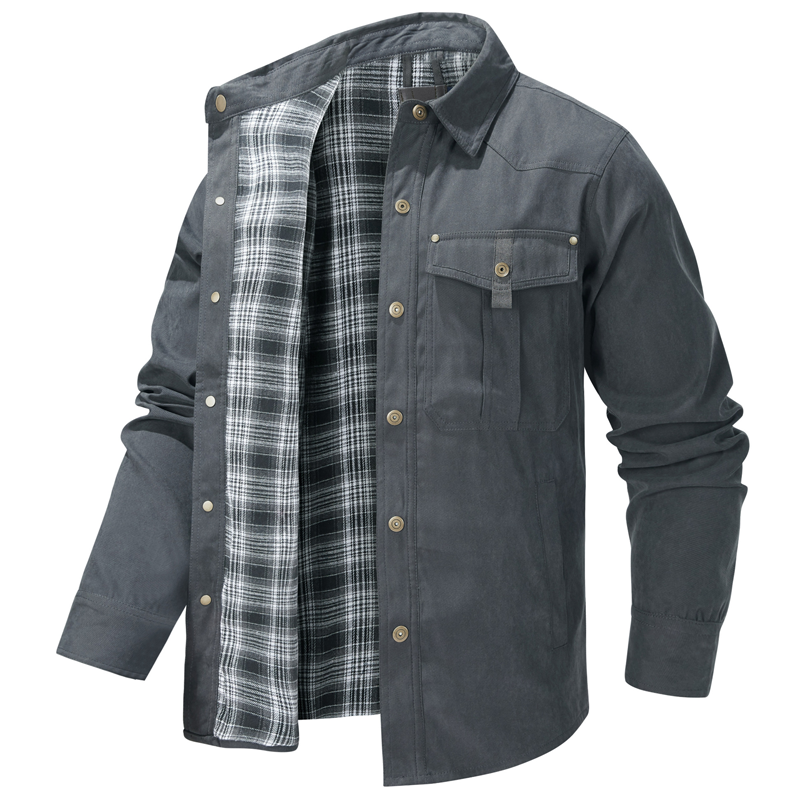 Stand-Up Collar Checked Casual Jacket - Vintage Western Style Jacket