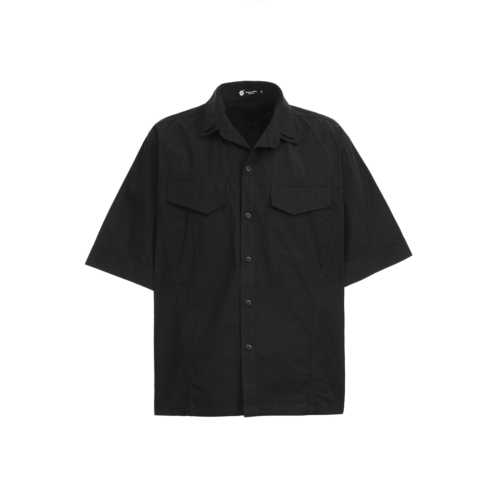 American Retro Double Collar Workwear Short-Sleeved Shirt