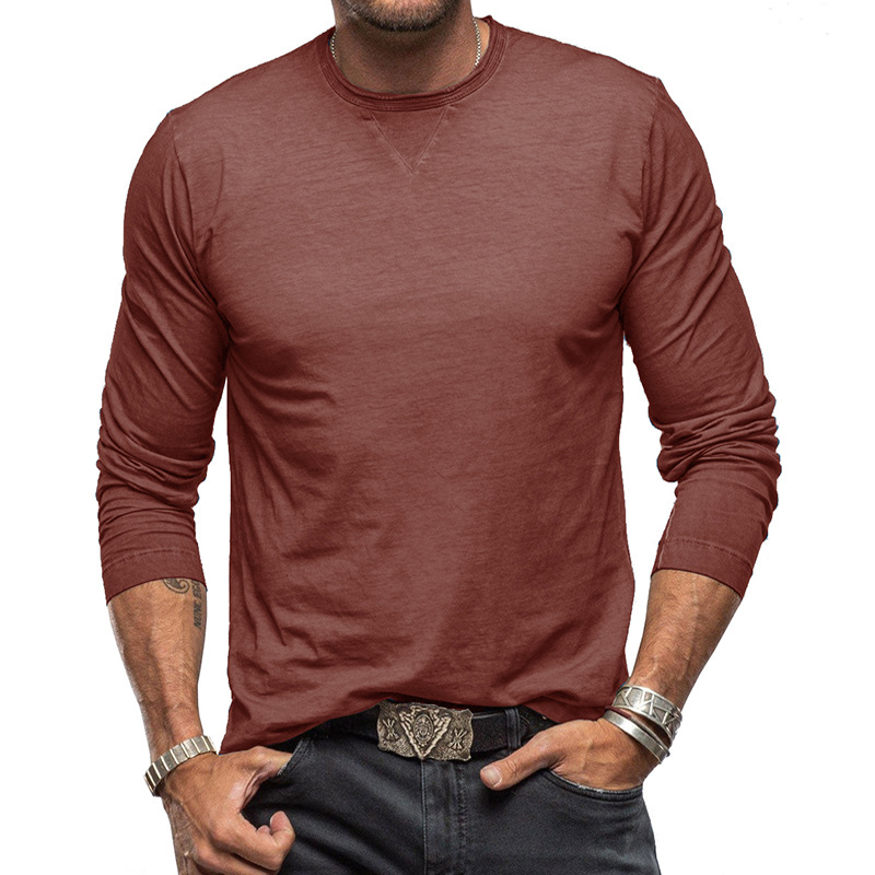 Men's long-sleeved round neck T-shirt men's cotton bottoming shirt cas