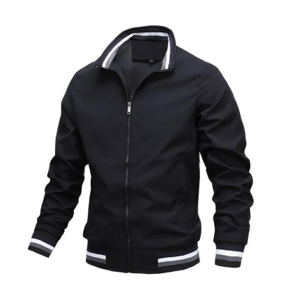 Men's Spring & Fall Zipper Jacket: Casual Fitted Style with Side Seam Pockets, Non - Hooded