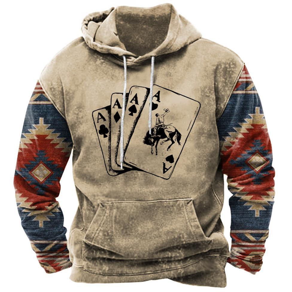 Tribal Aztec Hoodies for Men Sweatshirts  Hoodies for Men Retro Ethnic Aztec Printed Long Sleeve Hooded