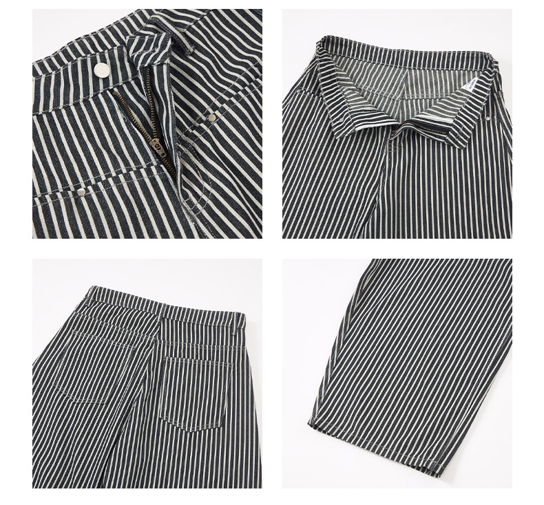 Unisex Vintage American Striped Curved Trousers – Relaxed Loose-Fit Wide-Leg Pants, Retro Casual Streetwear for Everyday Wear