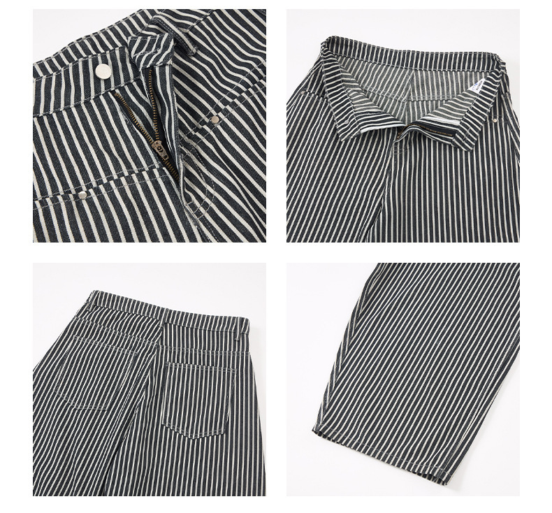 Unisex Vintage American Striped Curved Trousers – Relaxed Loose-Fit Wide-Leg Pants, Retro Casual Streetwear for Everyday Wear